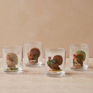 JOHN DERIAN 2023 NWT 4pc turkey cocktail glasses